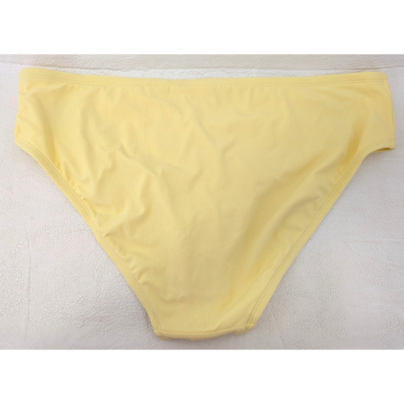 Juniors Plus Size Ribbed Cheeky Hipster Bikini Bottom Lt Yellow 1X - Picture 5 of 7